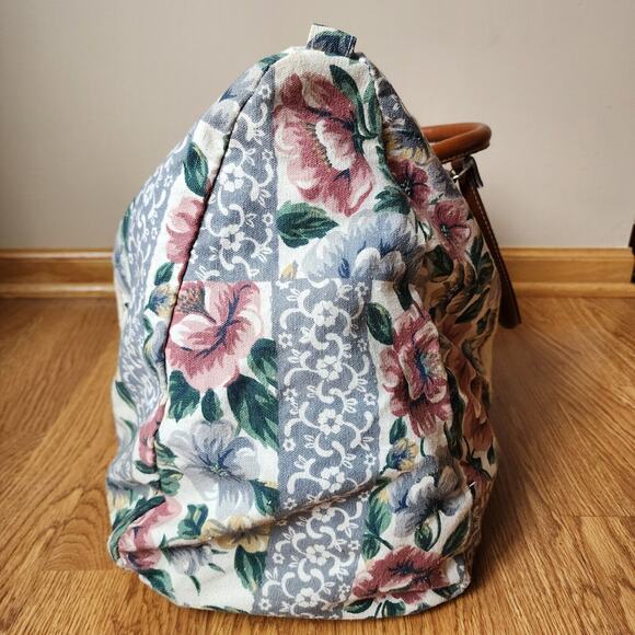 Gitano Floral Tapestry Weekender Duffle Bag With Leather Straps 90's Vintage - Picture 3 of 11